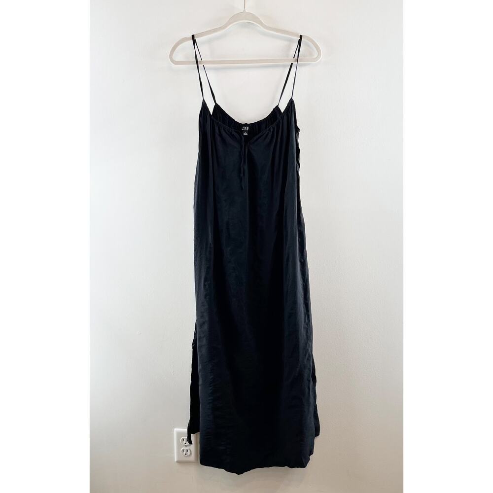 J. Crew Crinkled Side Slit Midi Dress Black Small - Picture 2 of 6